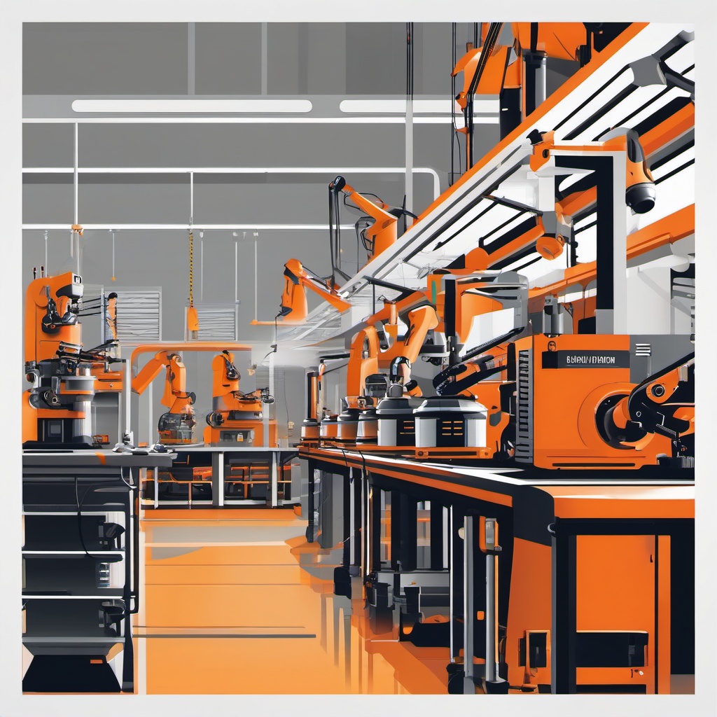 Robot Manufacturing Plant clipart - Robot manufacturing facility, ,vector color clipart,minimal