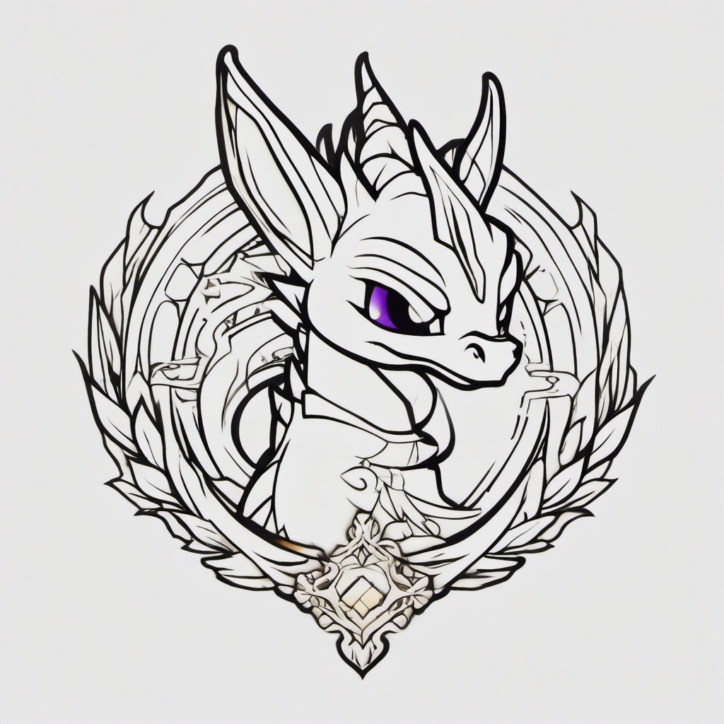 Spyro Tattoo Ideas - Tattoo ideas inspired by the character Spyro the Dragon.  simple color tattoo,minimalist,white background