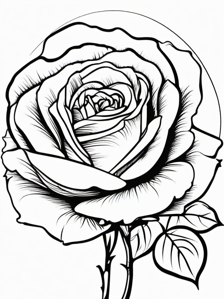 Rose Coloring Pages - Rose blooming under a full moon  simple coloring pages