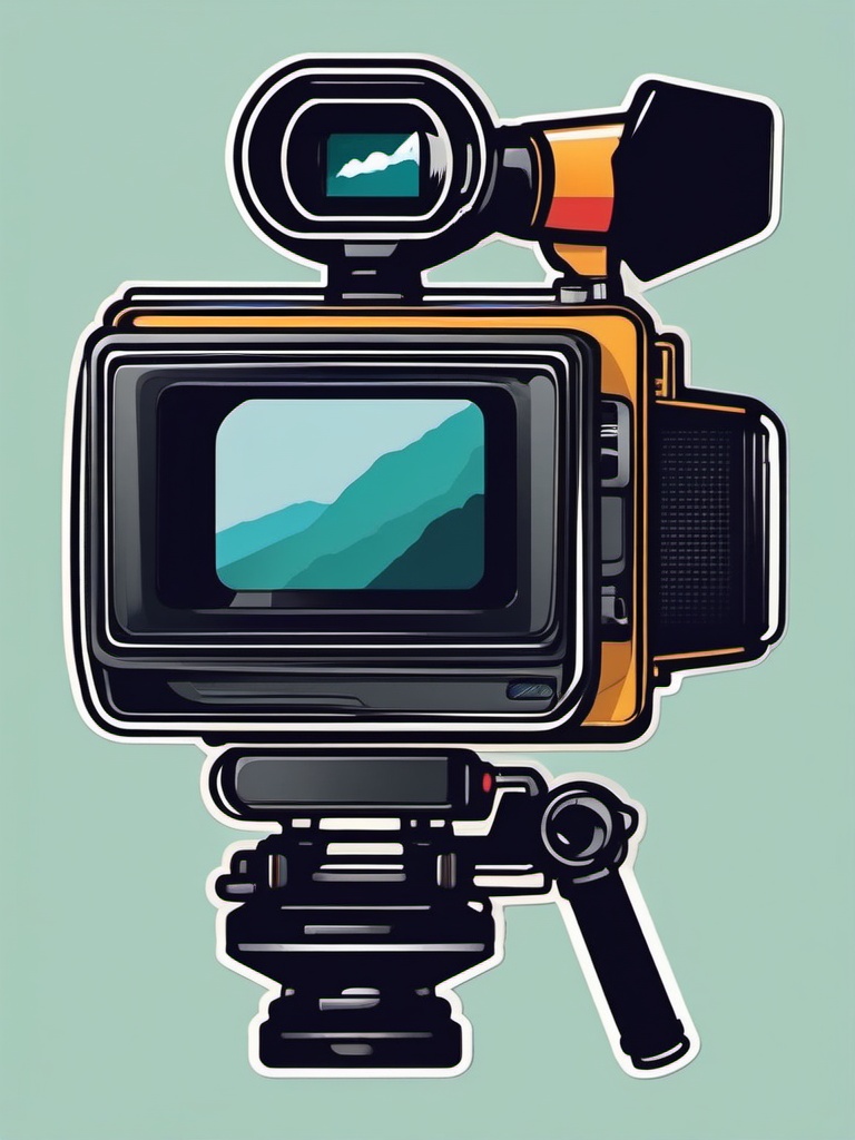 Video Camera Sticker - Recording memories, ,vector color sticker art,minimal