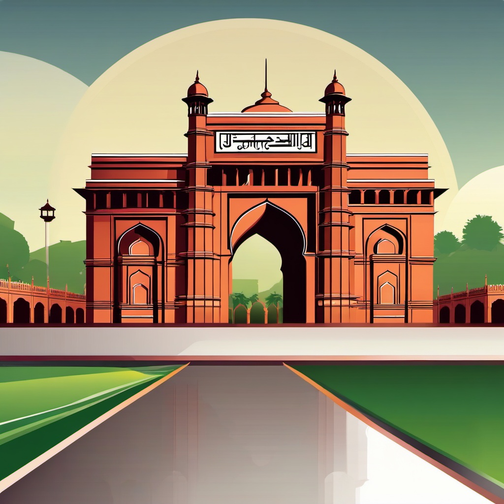 New Delhi clipart - India Gate and Jama Masjid in India, ,color clipart vector style