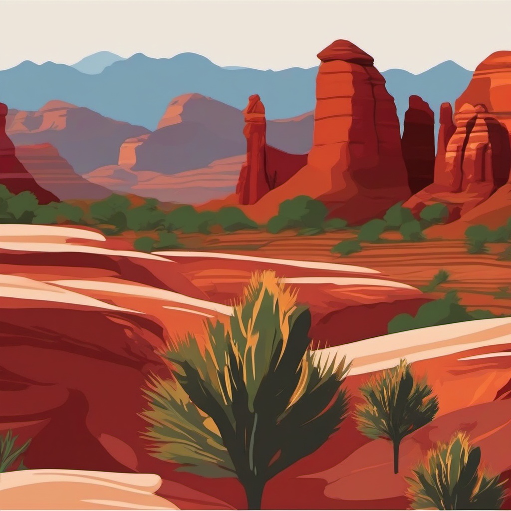 Sedona Red Rocks sticker- Striking red sandstone formations in Arizona, , sticker vector art, minimalist design