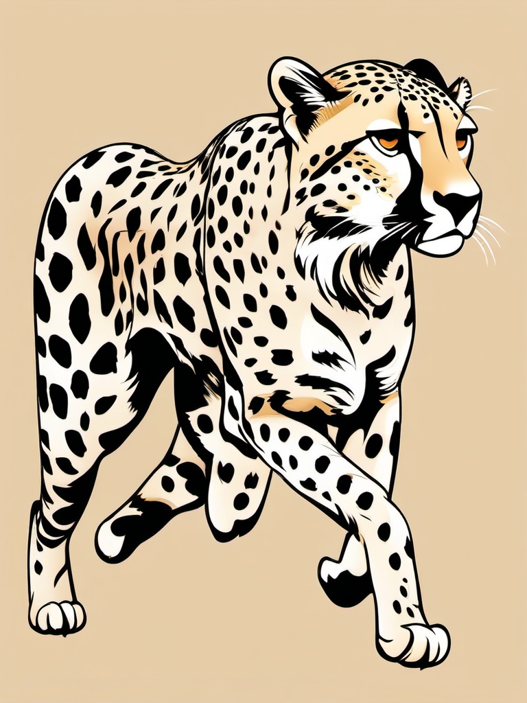 Cheetah clipart - Fastest land animal known for sprinting, ,vector color clipart,minimal