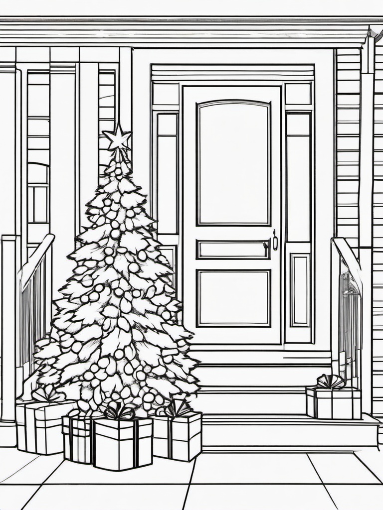 Santa Sneaking Downstairs Coloring Pages - Quietly Delivering Presents on Christmas Eve  minimal black outline printable sheet, coloring page