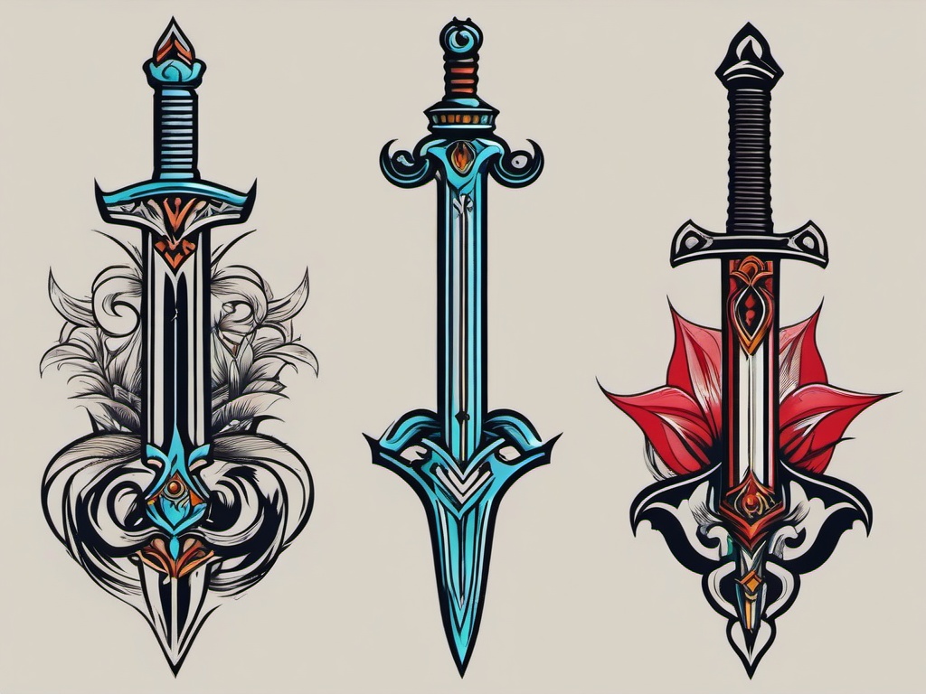 cool sword tattoos  simple vector color tattoo