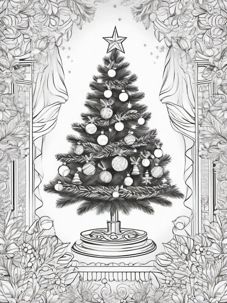 Christmas Tree Blank Coloring Page  outling,coloring pages,black and whit