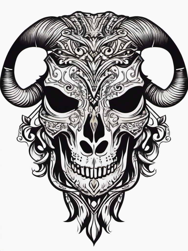 taurus skull tattoo  simple vector color tattoo