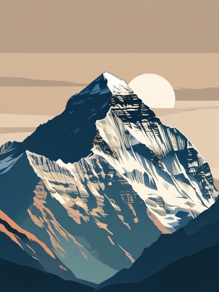 Mount Everest clipart - Earth's highest mountain in the Himalayas, ,color clipart vector style