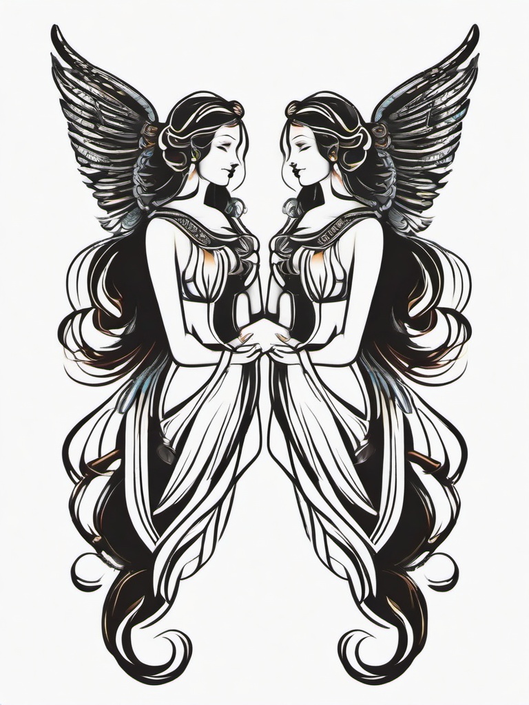 gemini and virgo tattoo  simple vector color tattoo