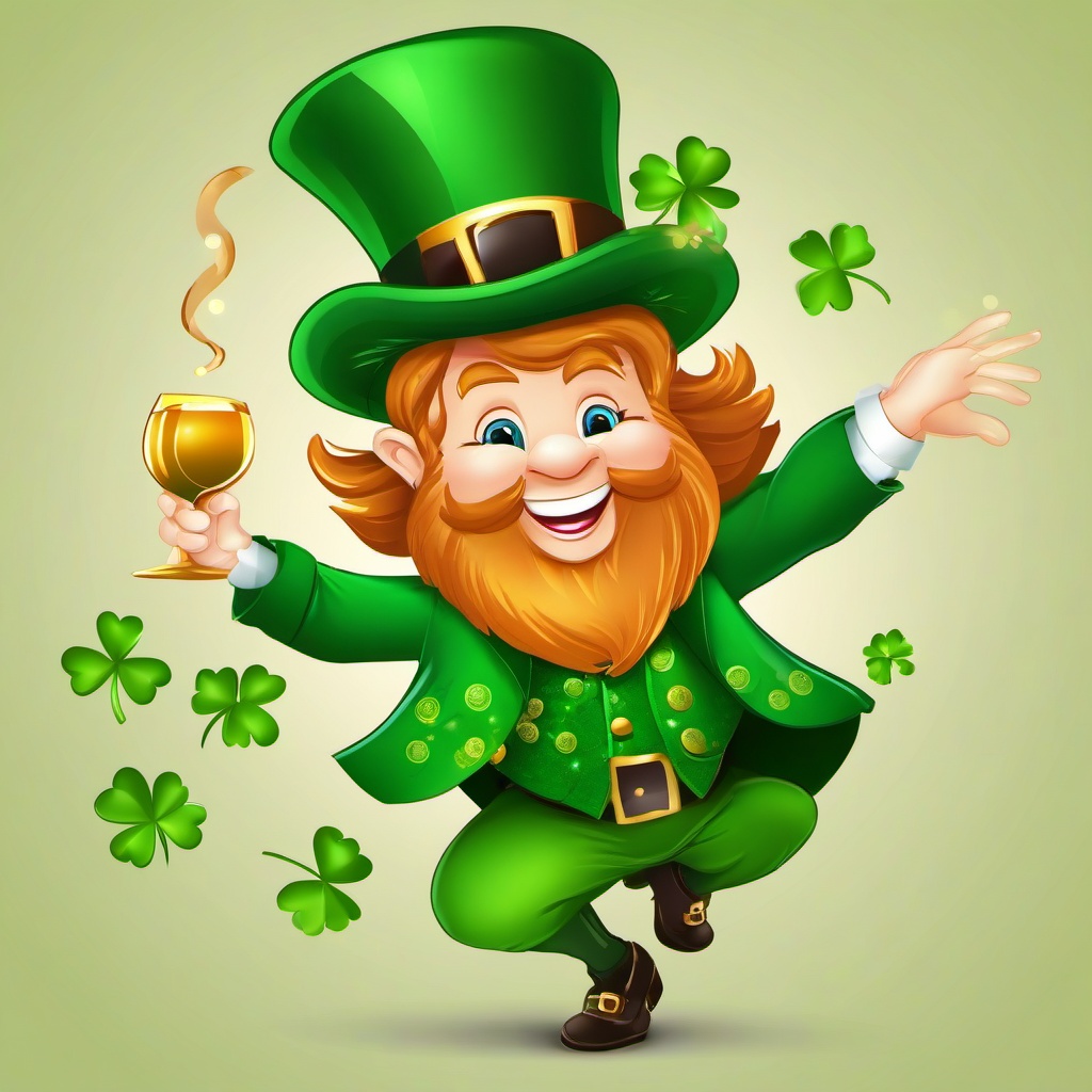 St. Patrick's Day clipart - leprechaun dancing with joy  