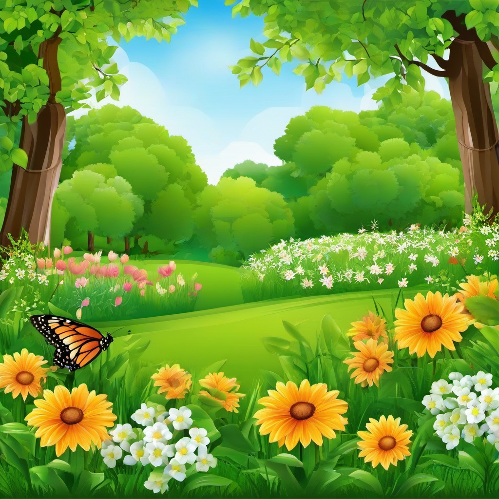 May clipart - nature scene showcasing the beauty of May  