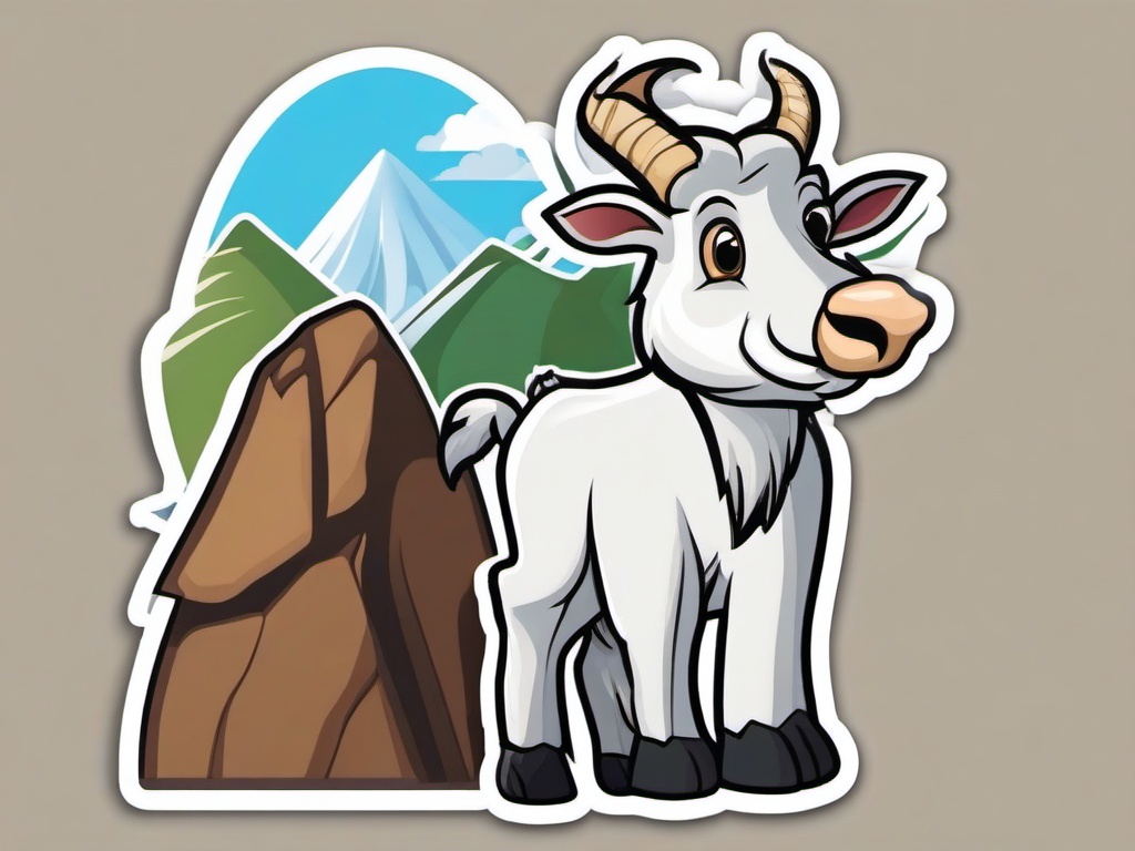 Mountain Goat cartoon - sure-footed climber  cartoon sticker style