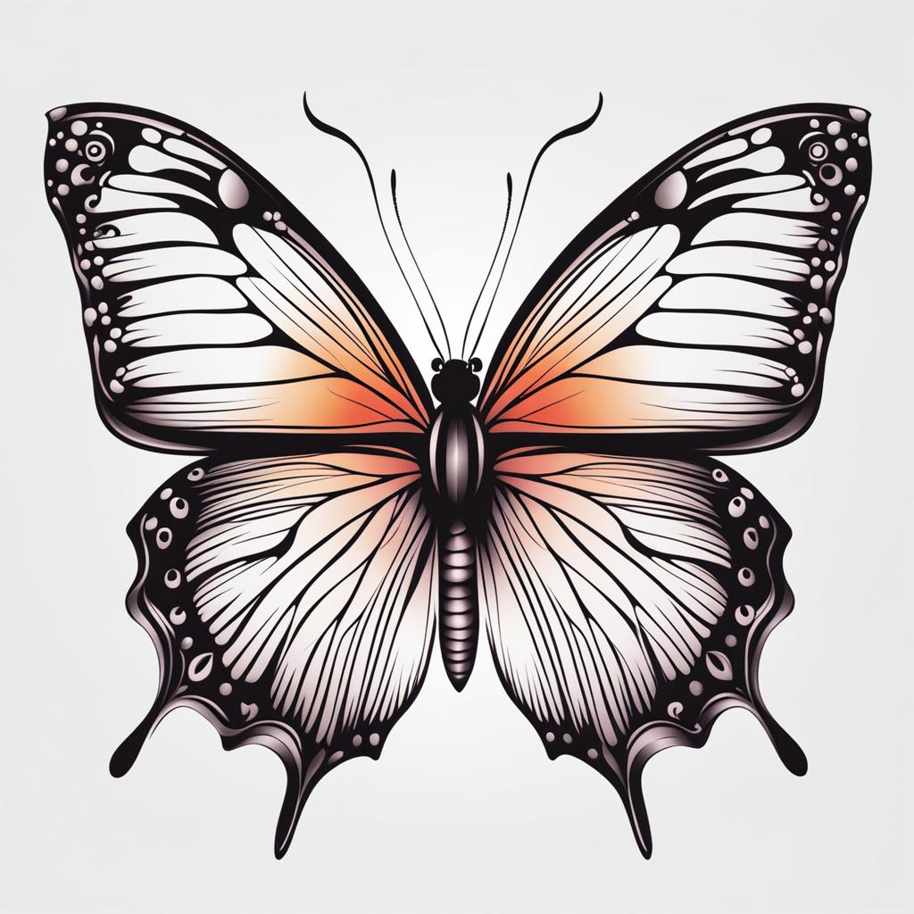 Simple butterfly tattoo,Elegant and straightforward butterfly tattoo designs. , color tattoo design, white background