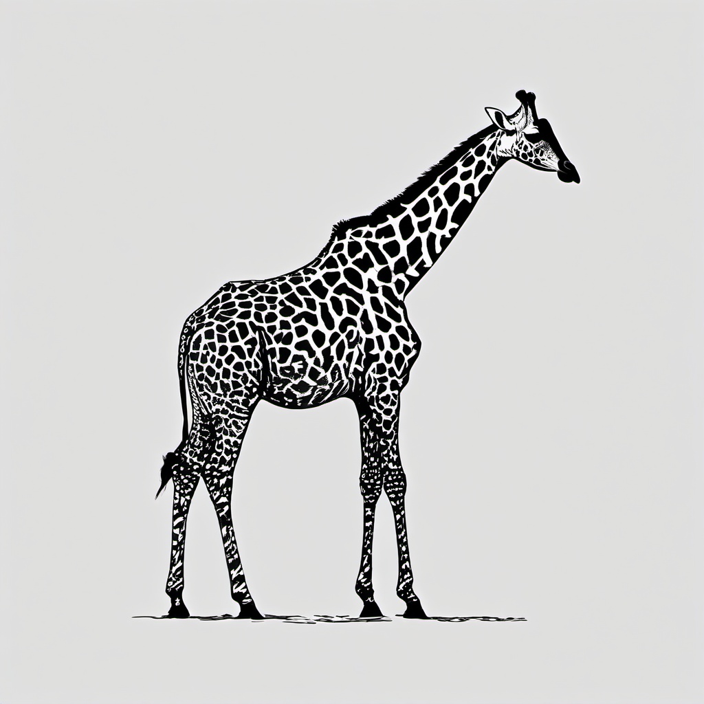 drawing of a giraffe in silhouette  minimal rough sketch scribbles,doodles,black and white