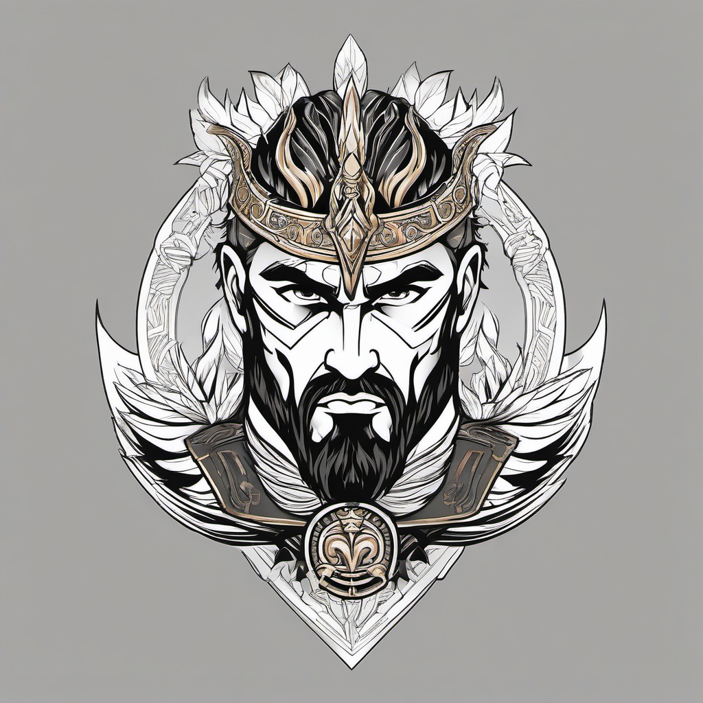 Ares Chest Tattoo - A tattoo showcasing Ares, the Greek god of war, on the chest.  simple color tattoo design,white background