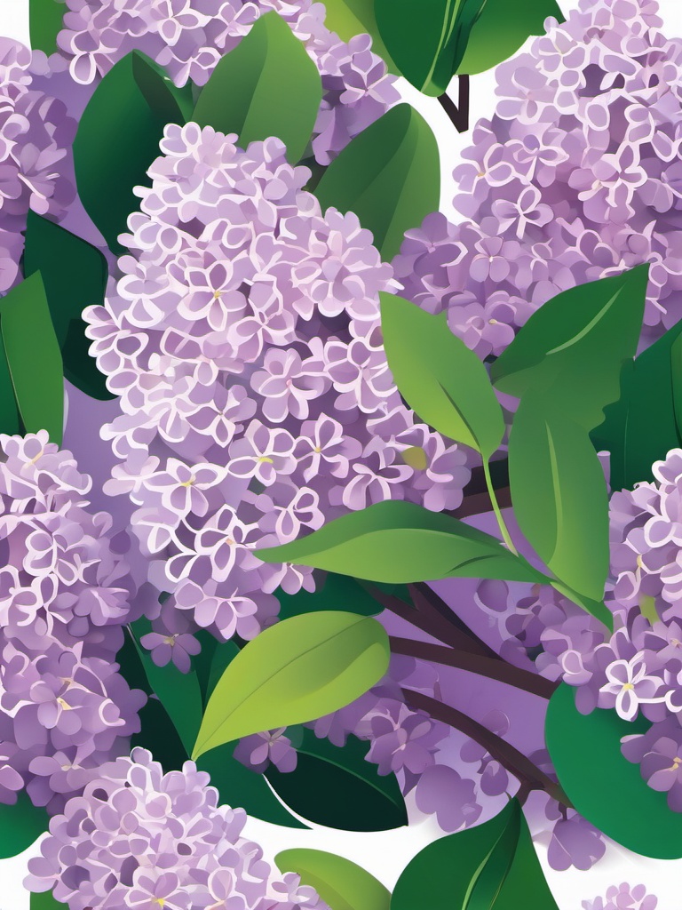 Lilac Clip Art - Fragrant lilac branches with clusters of purple blossoms,  color vector clipart, minimal style