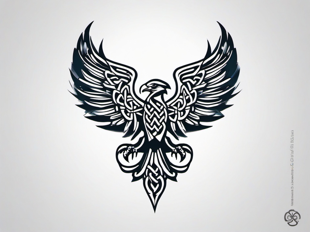 celtic eagle tattoo designs  simple color tattoo,minimal,white background