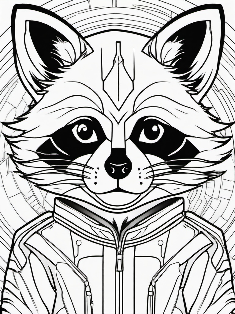 Raccoon Coloring Page - Masked Night Explorer  black outline printable coloring page