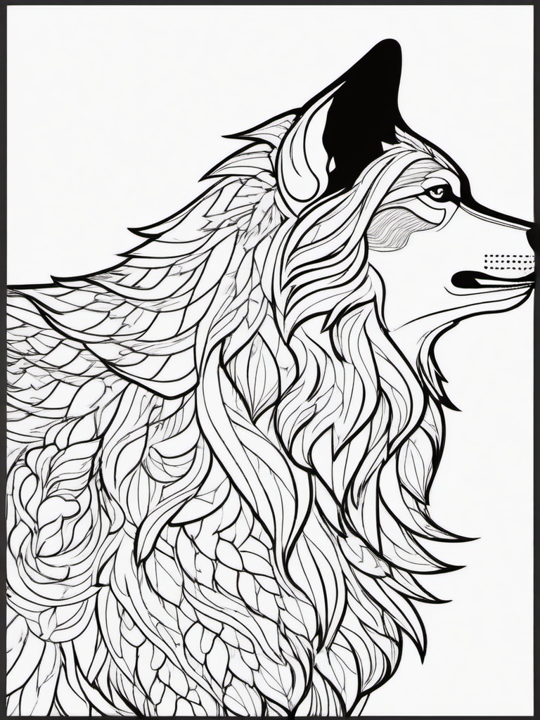 Wolf with Heart Coloring Pages - Cute Wolf with a Heart Design  minimal black outline printable sheet, coloring page