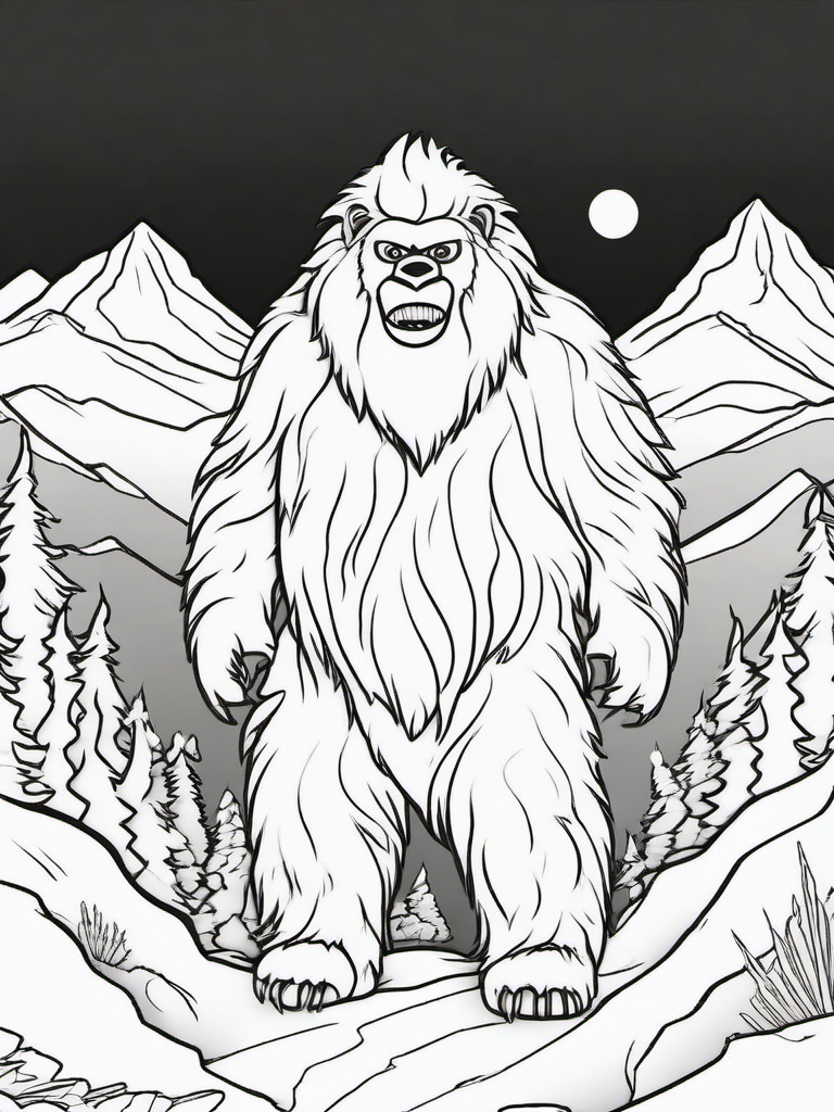 Yeti Coloring Pages - Abominable Snowman of the Mountains  minimal black outline printable sheet, coloring page