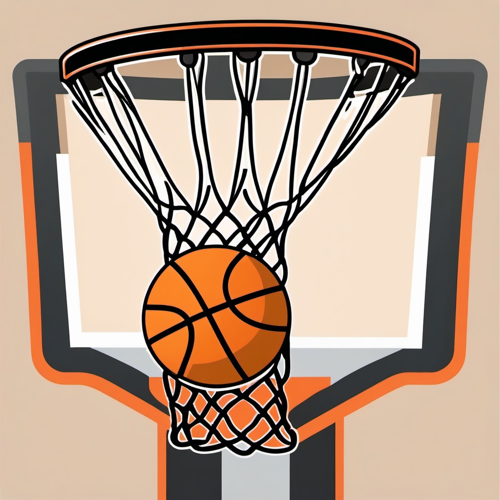 Basketball Hoop Clipart - A basketball going through the hoop.  color vector clipart, minimal style