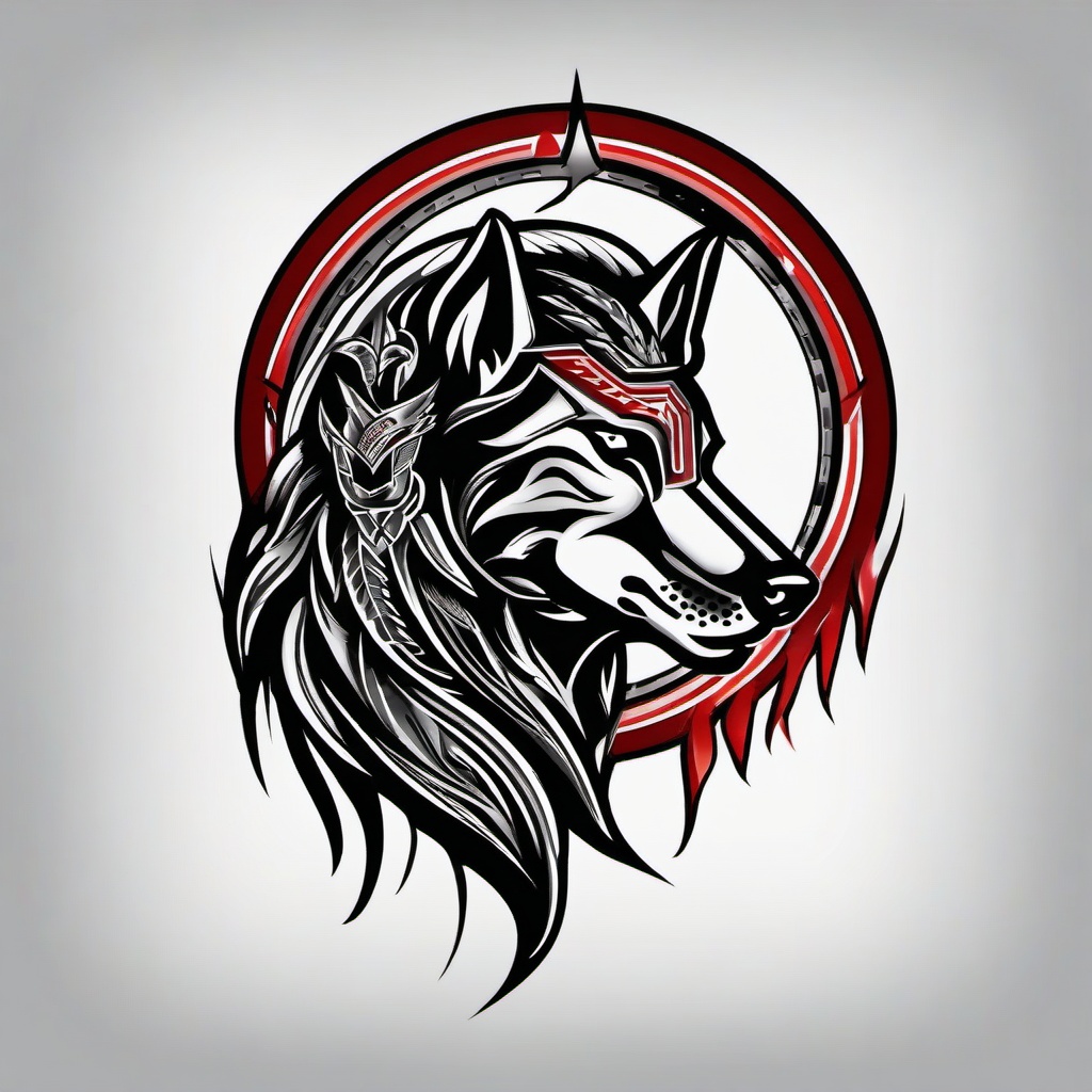 spartan and wolf tattoo  simple vector color tattoo