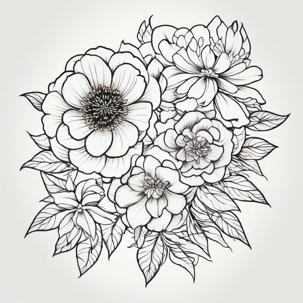 Japanese Traditional Flower Tattoo Designs - Various designs of traditional Japanese flower tattoos.  simple color tattoo,white background,minimal