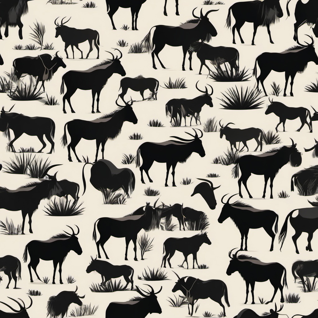 Wildebeest clipart - Large herbivore known for migration, ,vector color clipart,minimal