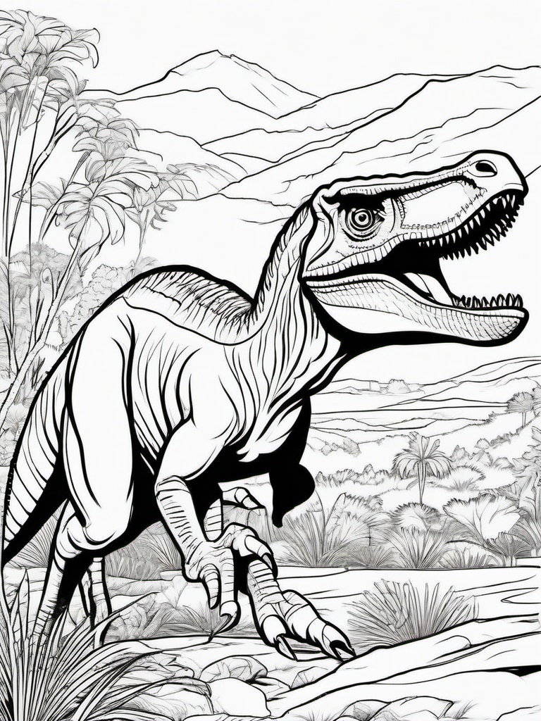 Dinosaur Coloring Pages - Velociraptor Hunting  simple coloring pages