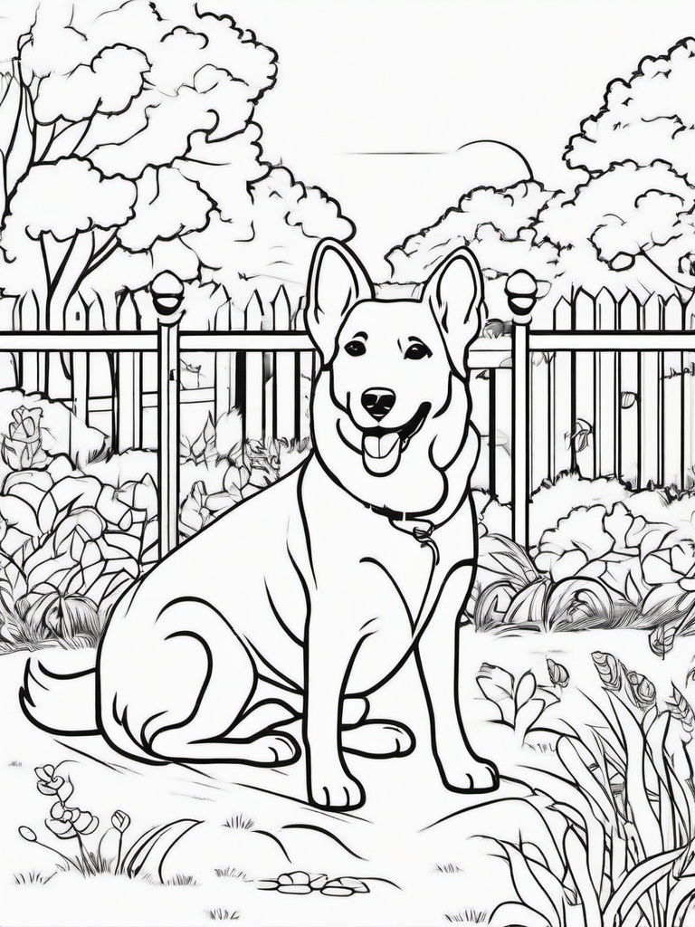 Dog in a Park Coloring Pages - Fun Day at the Dog Park  minimal black outline printable sheet, coloring page