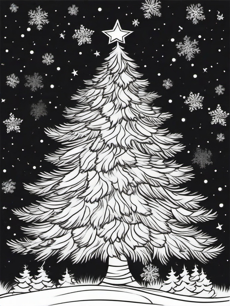 Christmas Tree Coloring Tree  outling,coloring pages,black and whit