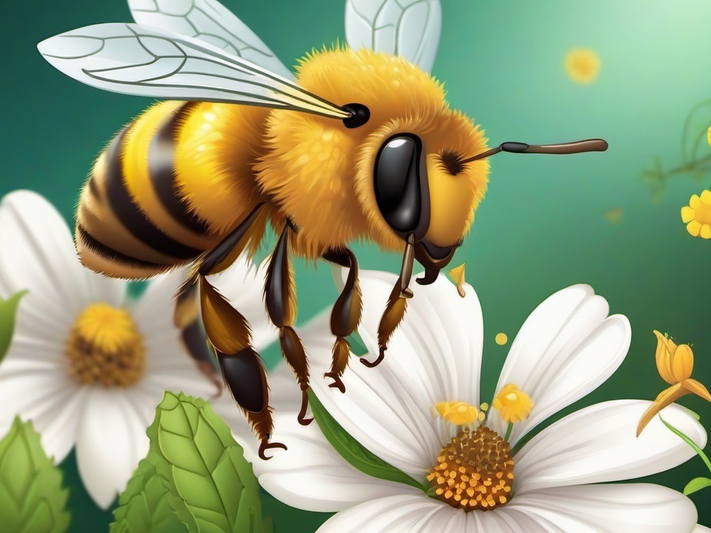 Honey Bee Cartoon - Cartoon of honey bee on a flower  