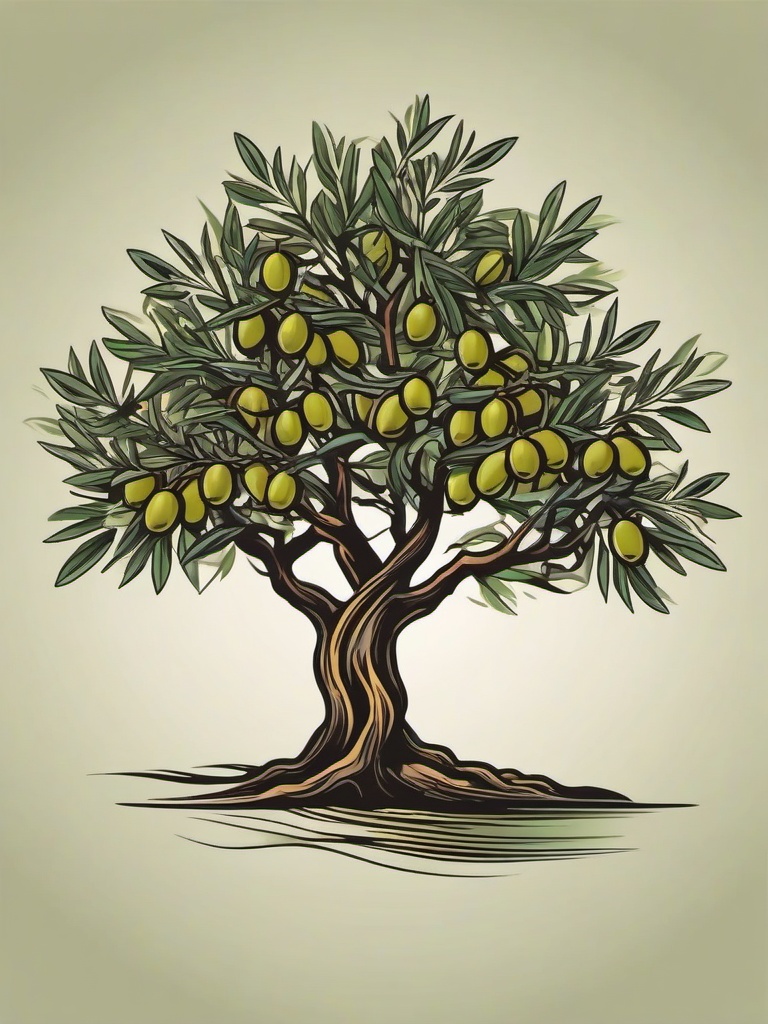 olive tree tattoo  simple vector color tattoo