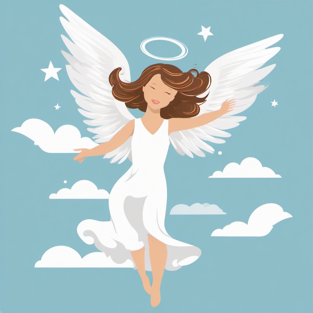 Angel clipart - angel dancing in the sky  color,minimalist,vector clipart