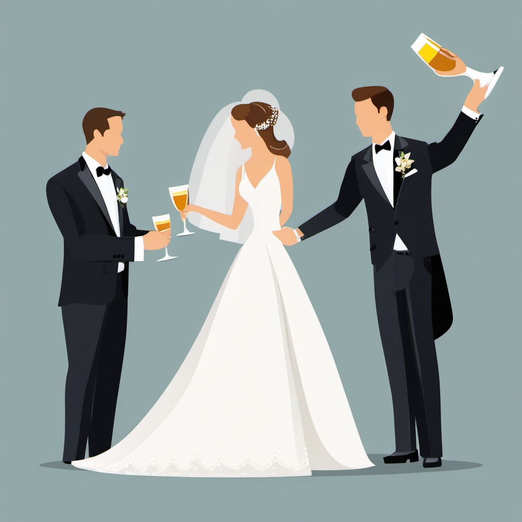 Wedding Toast clipart - Raising a toast to the bride and groom, ,vector color clipart,minimal