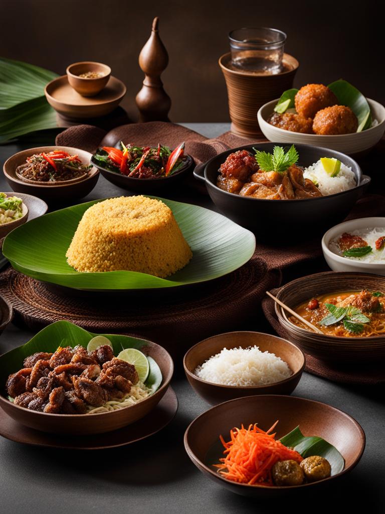 indonesian rijsttafel - a grand feast featuring a variety of dishes from across the archipelago. 