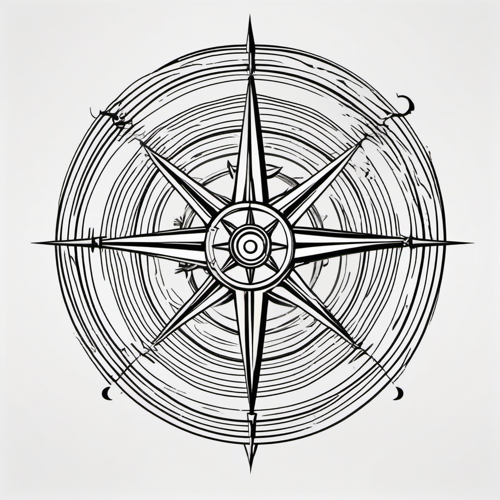 Pirates Compass Tattoo - Compass tattoo inspired by pirate motifs.  simple vector tattoo,minimalist,white background