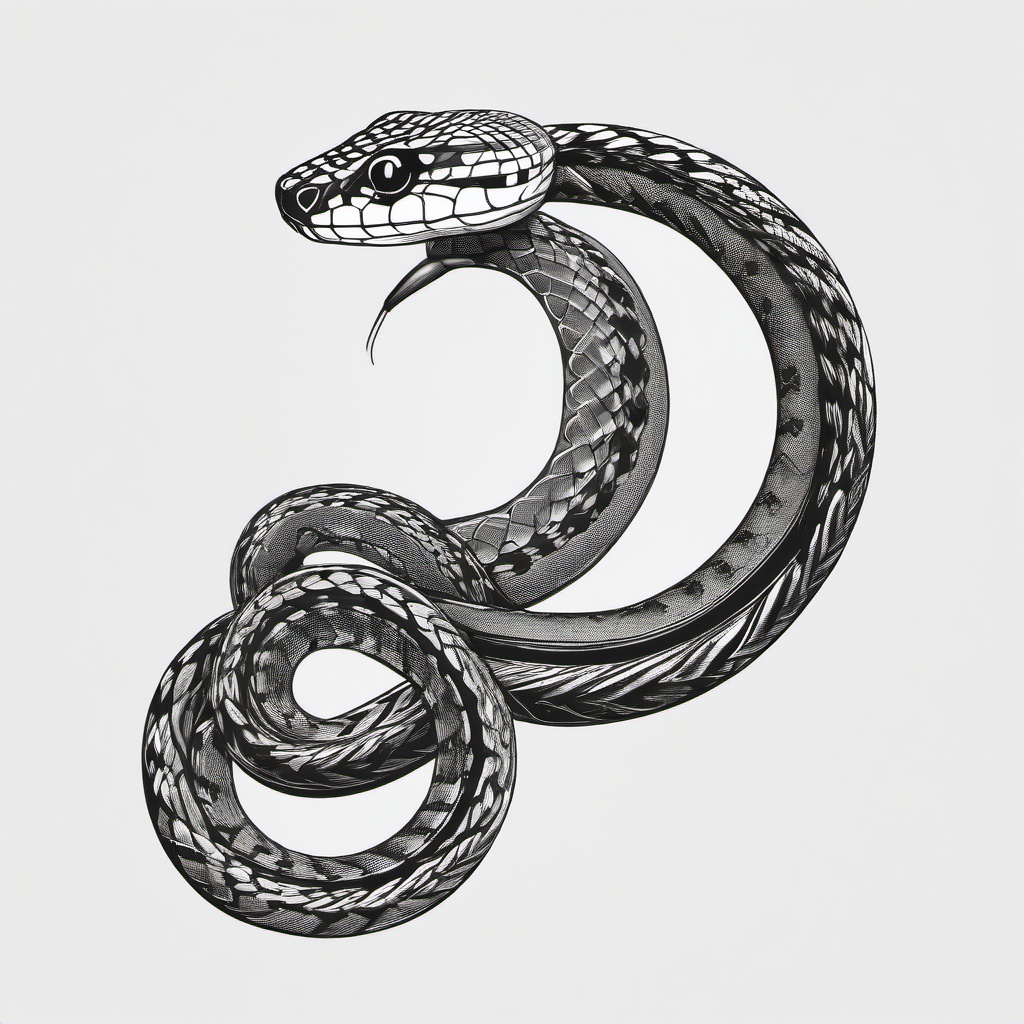 drawing of a snake with a striking pose  minimal rough sketch scribbles,doodles,black and white