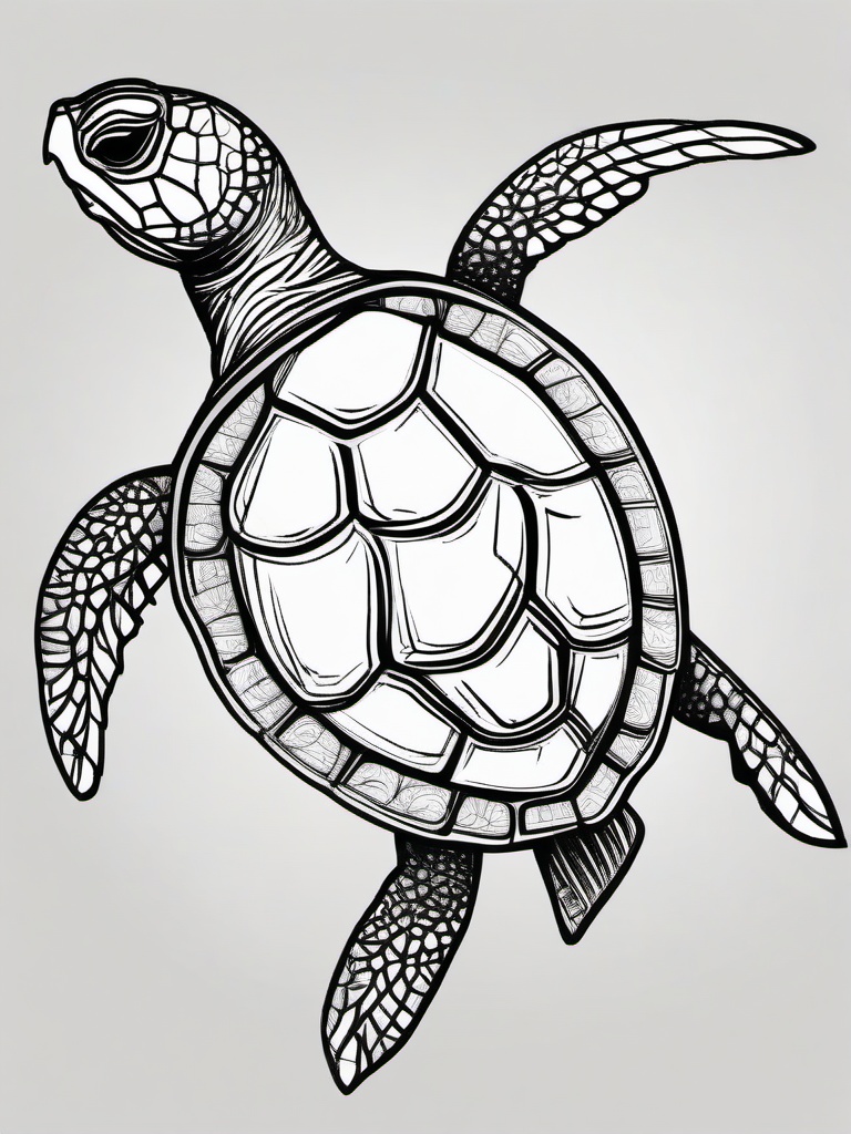 drawing of a sea turtle swimming  minimal rough sketch scribbles,doodles,black and white