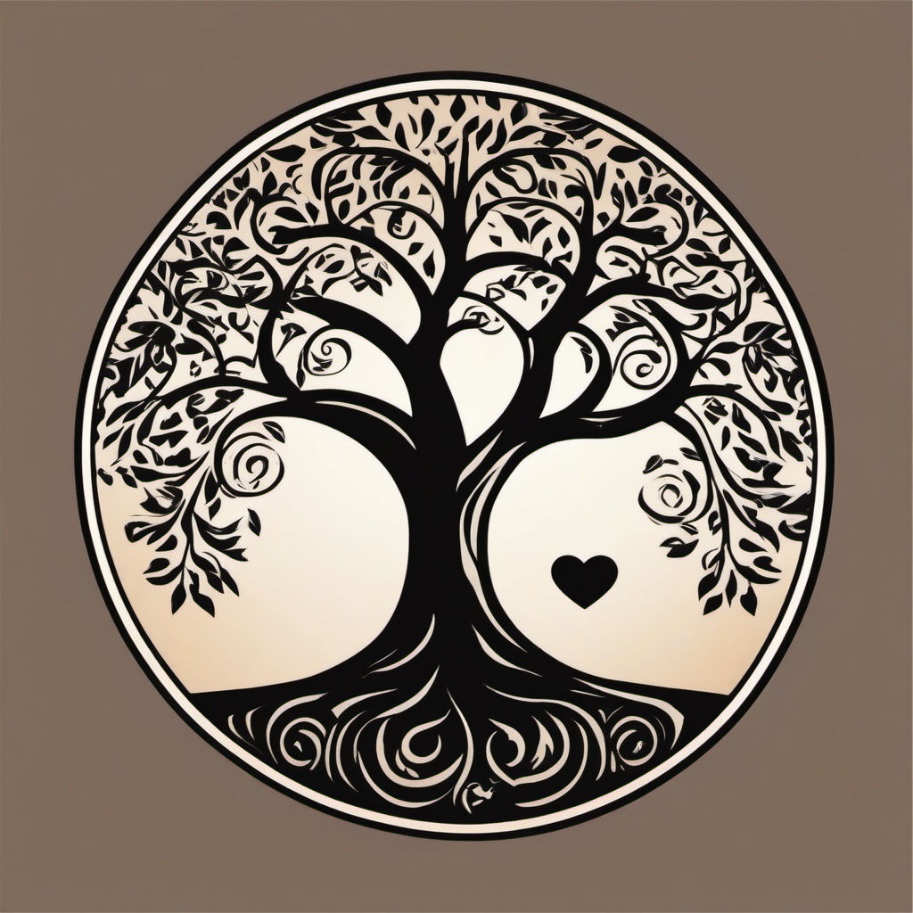 Love Tree Carving Emoji Sticker - Etching love in the tree of life, , sticker vector art, minimalist design