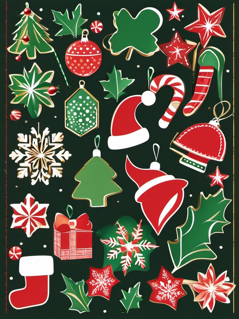 Christmas Border Clip Art,Illustrating a holiday-themed scrapbook  simple, 2d flat