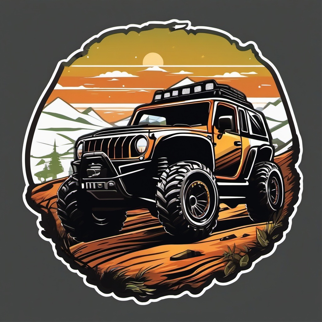 Off-Road ATV Sticker - All-terrain exploration, ,vector color sticker art,minimal