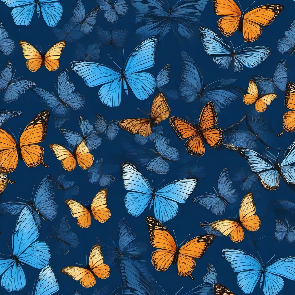 blue background with butterflies  