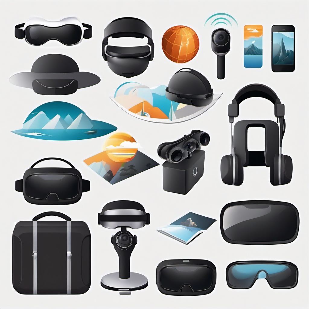 VR Travel Experiences and Virtual Tours clipart - VR travel experiences, ,vector color clipart,minimal