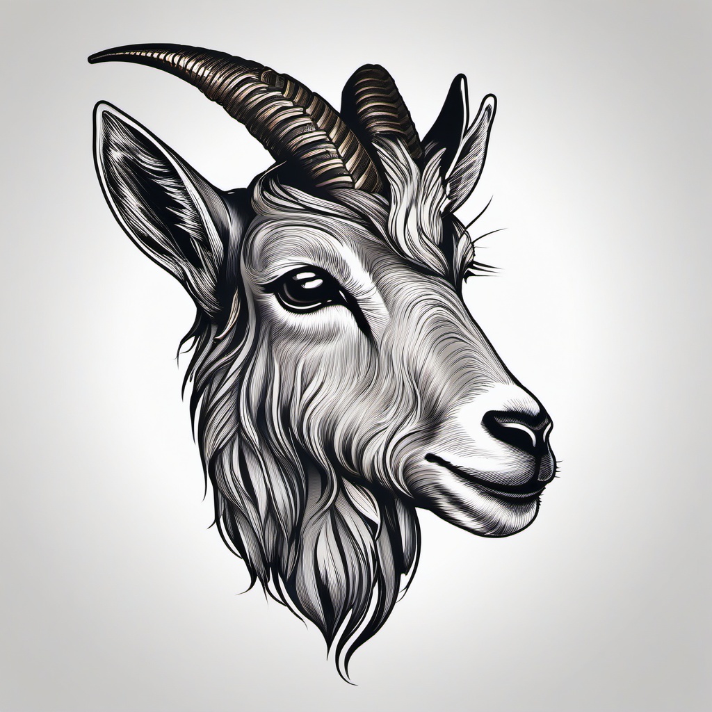 Mini Goat Tattoo - A small and compact tattoo featuring a miniature goat design.  simple color tattoo design,white background