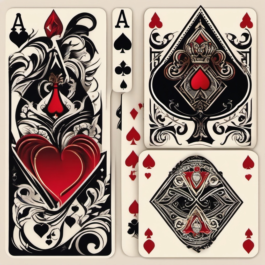 ace of spades and queen of hearts tattoo  simple vector color tattoo