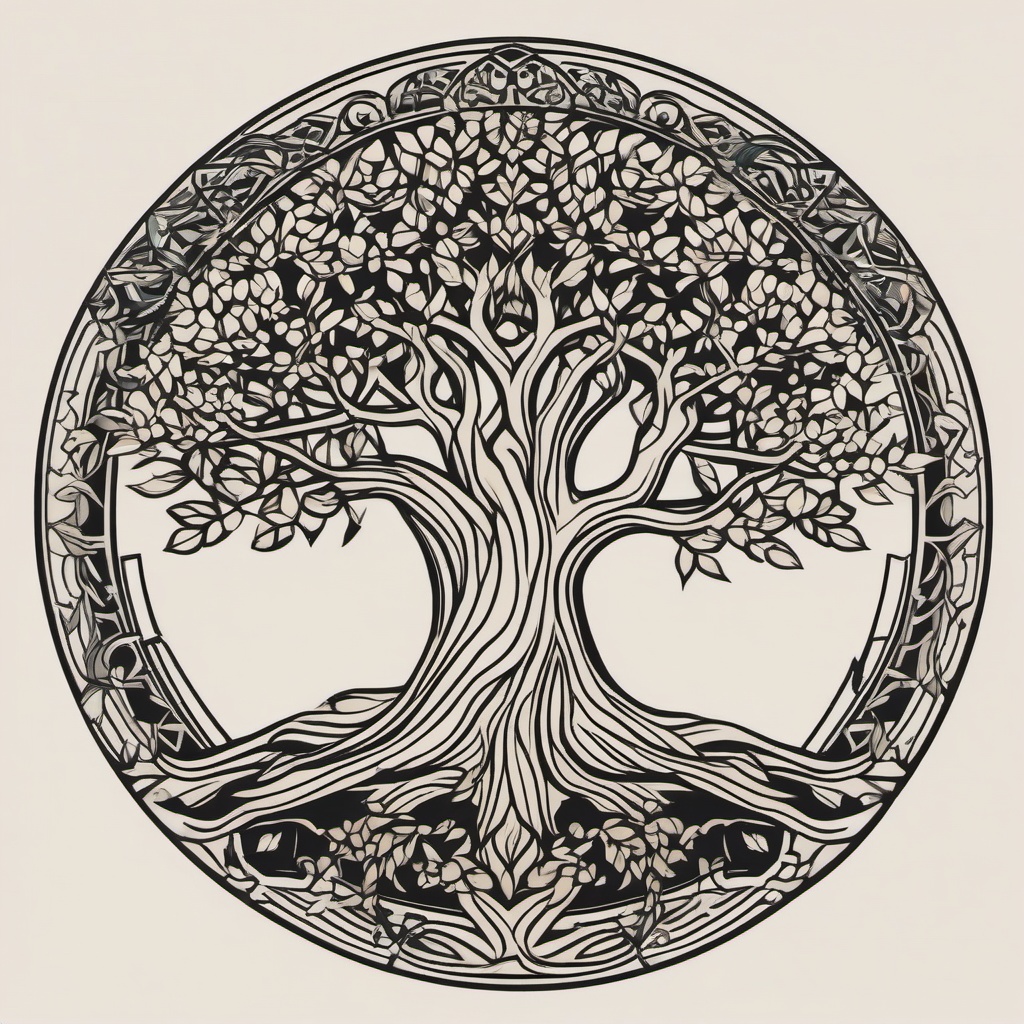 tree of life geometric tattoo  simple vector color tattoo