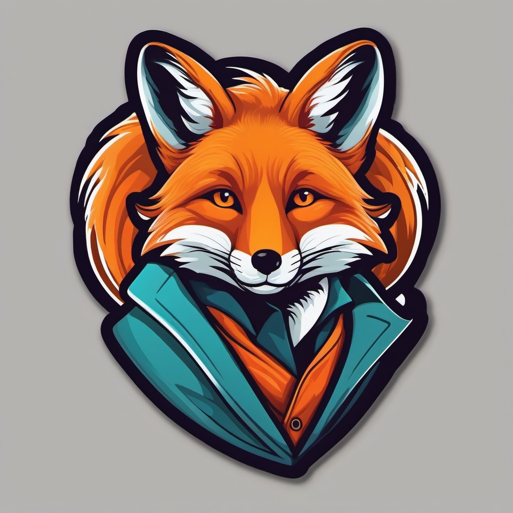 Fox Sticker - A sly fox with a clever grin. ,vector color sticker art,minimal