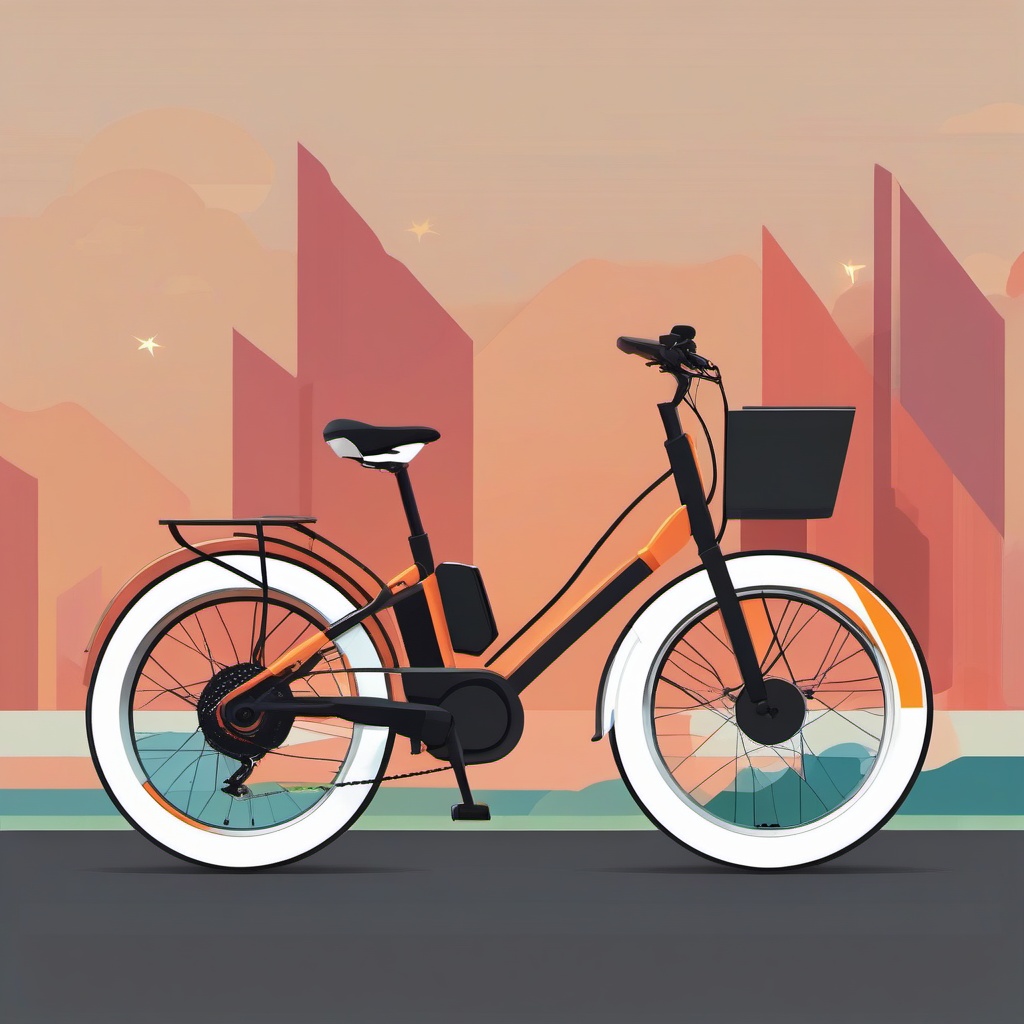 Electric Bike Clipart - An electric bike for efficient commuting.  transport, color vector clipart, minimal style