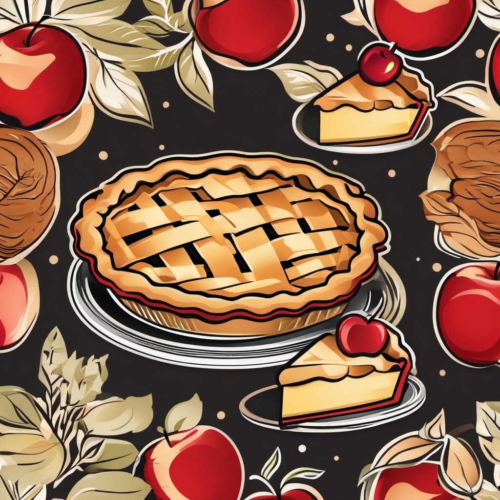 Apple Pie clipart - Freshly baked apple pie, ,vector color clipart,minimal